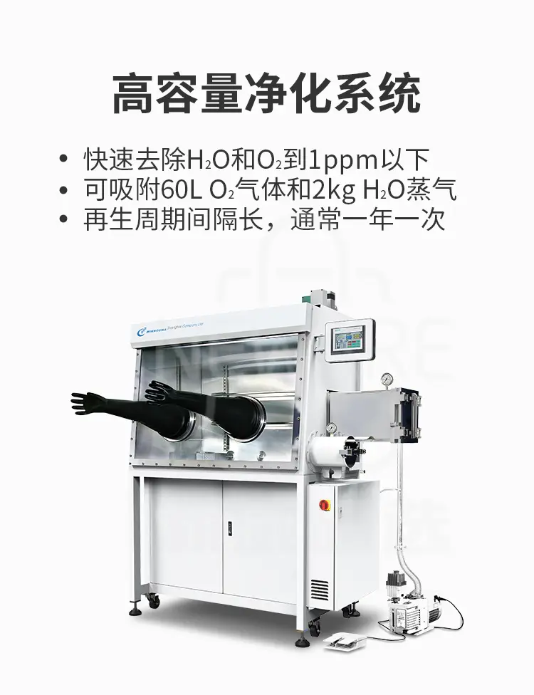 手套箱具有高容量净化系统